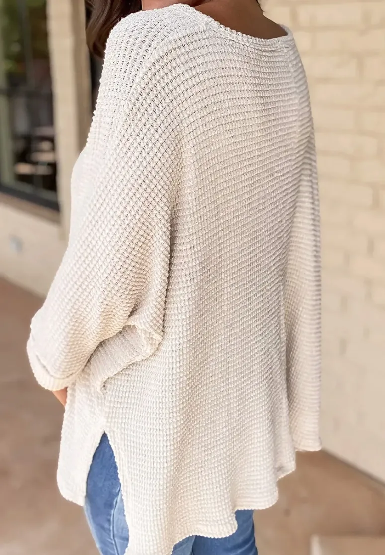 Waffle Knit Top - Pale Oat