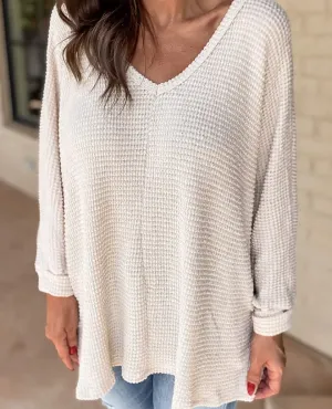 Waffle Knit Top - Pale Oat