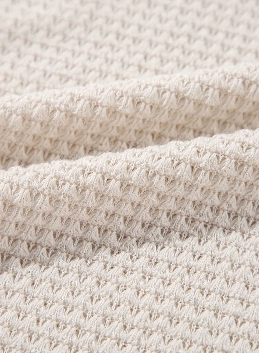 Waffle Knit Top - Pale Oat