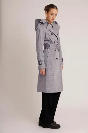 Waterproof Relaxed Fit Trenchcoat  | Gray Check