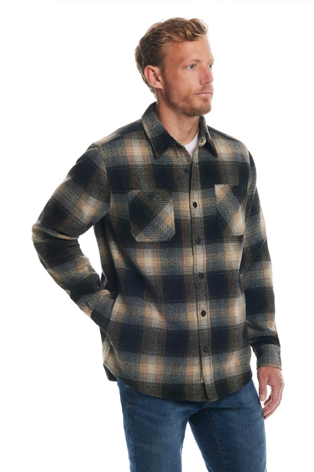 Weatherproof Vintage Brushed Lumber Jack Shirt Jacket for Men in Black | F2488137GK-BLACK