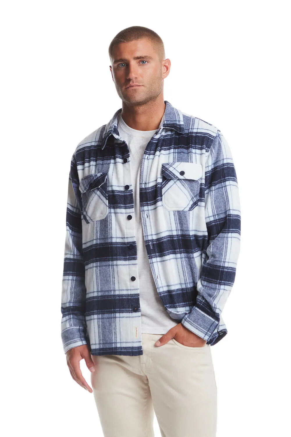 Weatherproof Vintage Brushed Shirt Jacket for Men in White Plaid | F2421091GK-WHITEPLAID