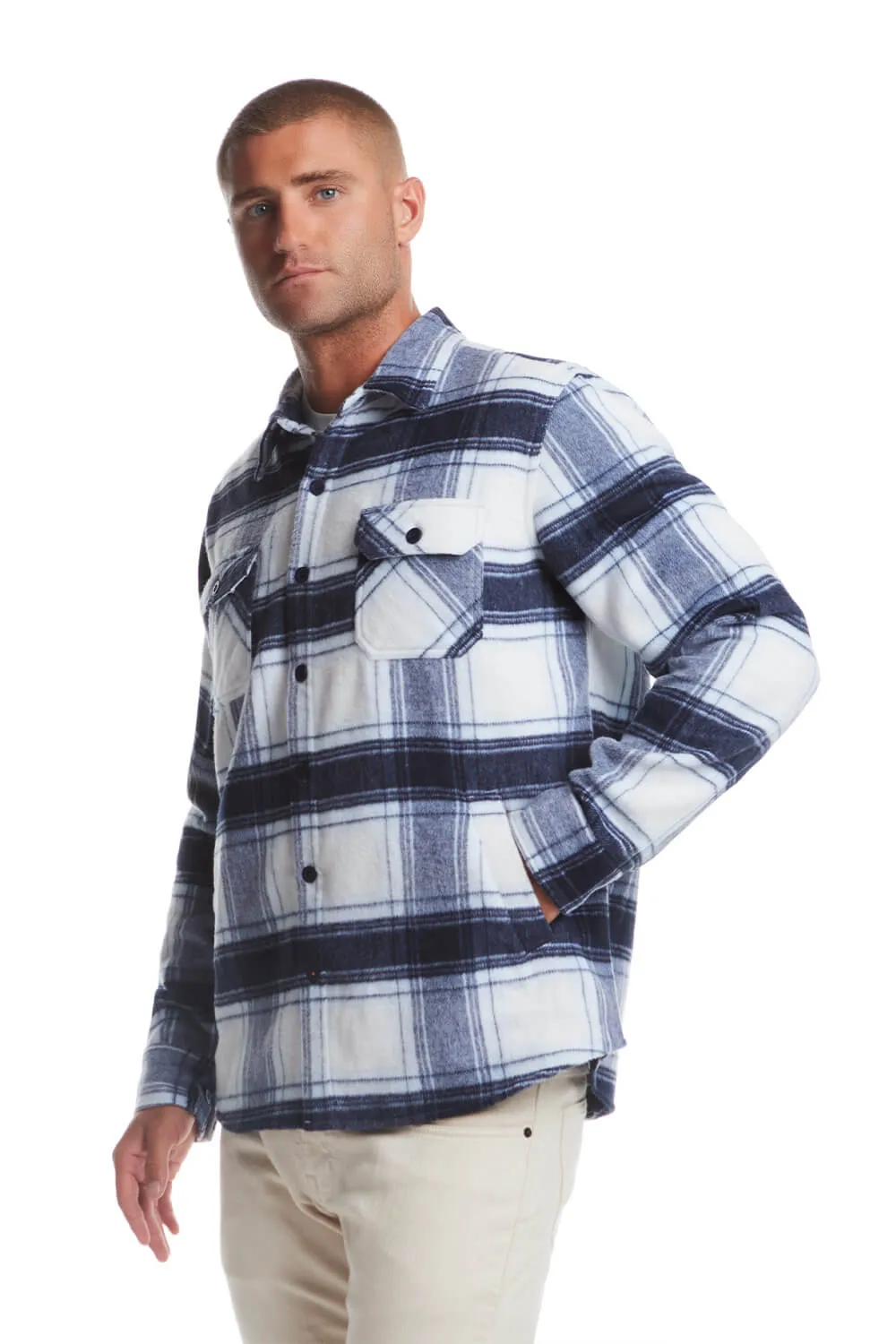 Weatherproof Vintage Brushed Shirt Jacket for Men in White Plaid | F2421091GK-WHITEPLAID