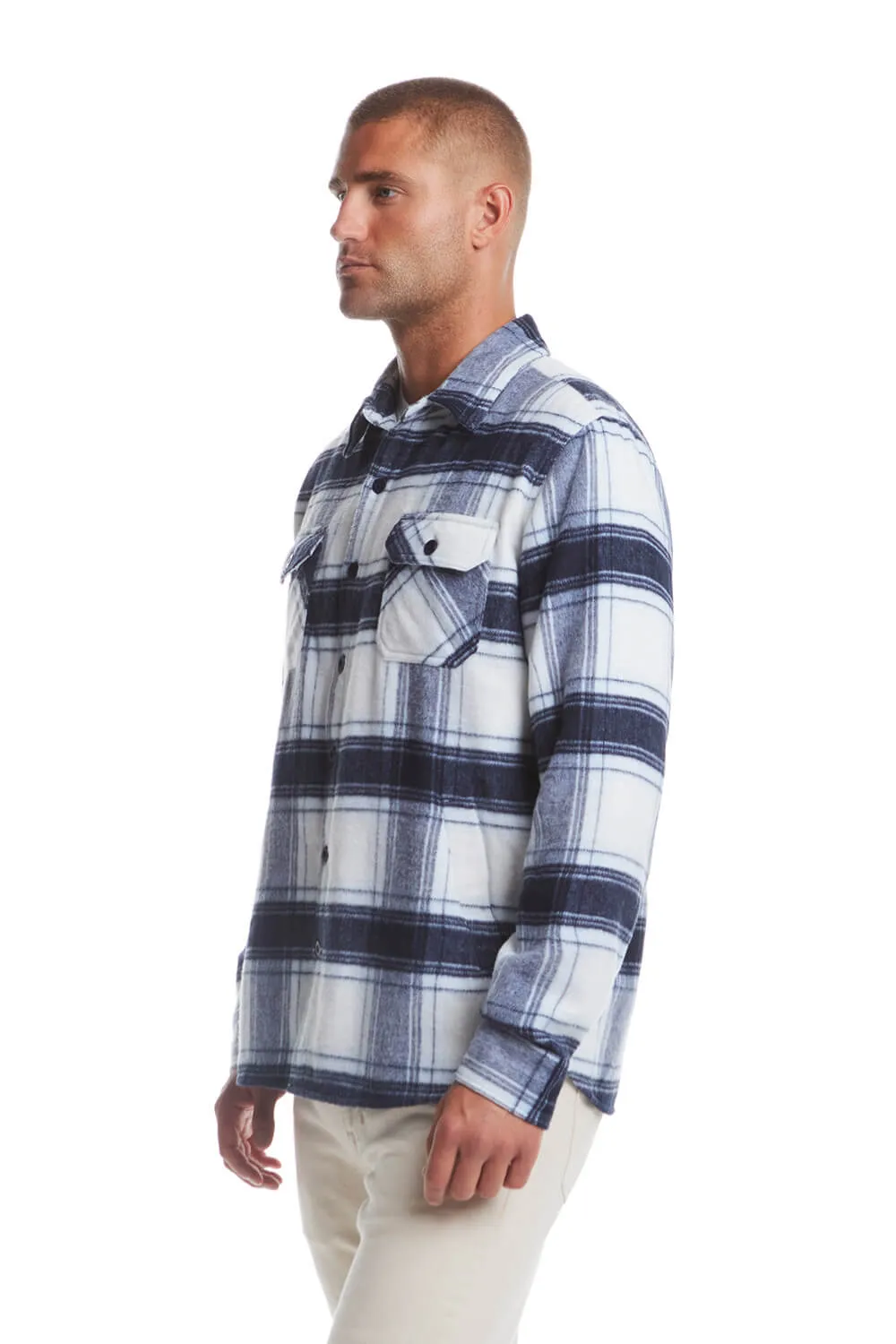 Weatherproof Vintage Brushed Shirt Jacket for Men in White Plaid | F2421091GK-WHITEPLAID