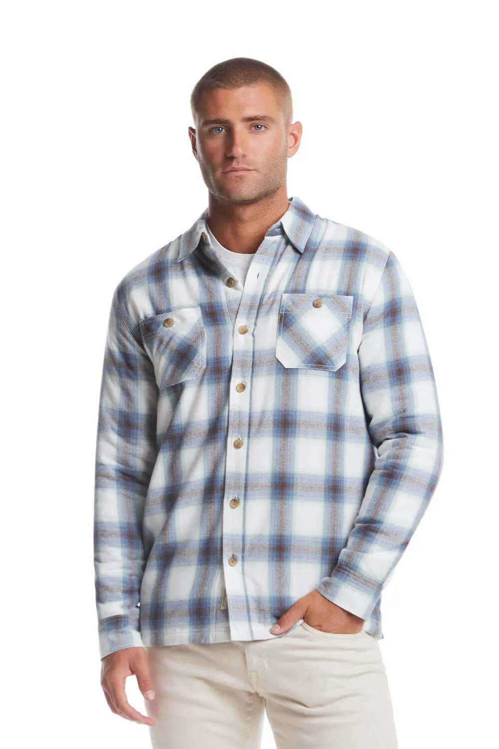 Weatherproof Vintage Sherpa Lined Shirt Jacket for Men in Blue Indigo | F245441GK-BLUEINDIGO