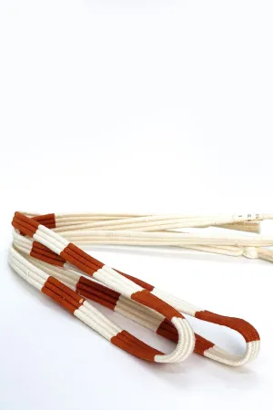 White and Brown Kimono Obi Belt