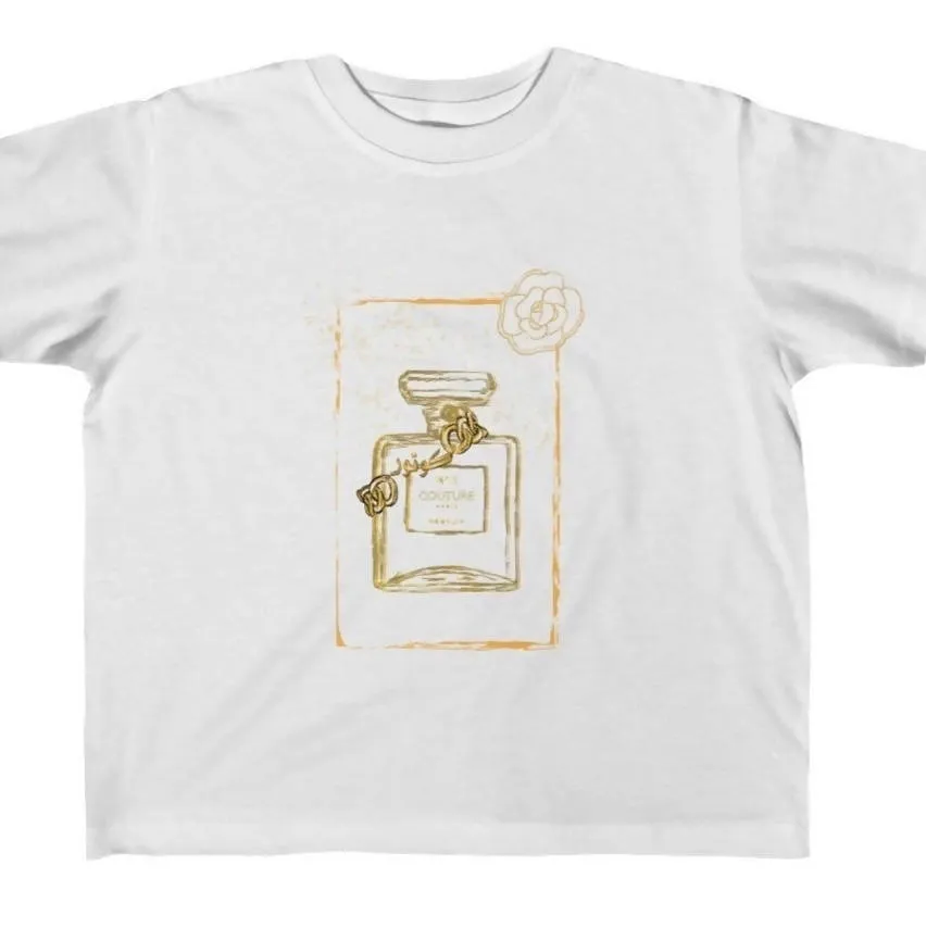 White Graphic Toddler "Couture" Perfume Bottle Tee