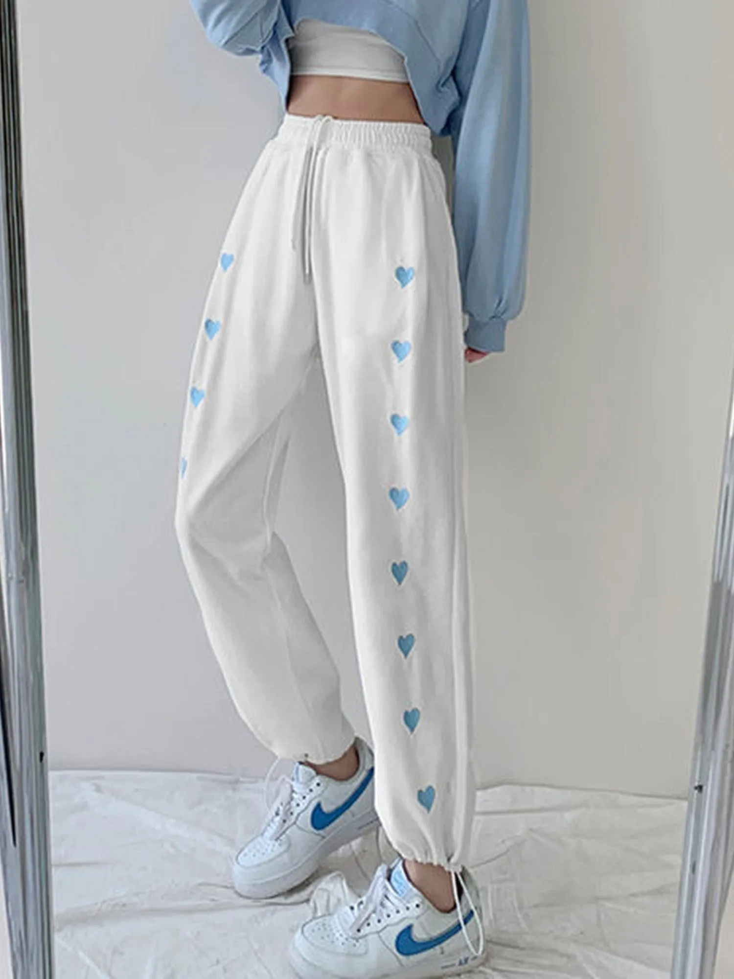 White Heart Printed Joggers