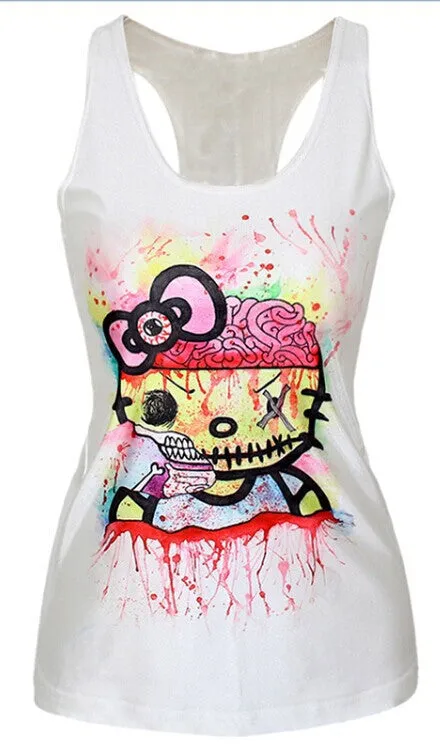 Women Digital Print Gothic Punk Club Street Style T-Shirt Sexy Women Tops Tees
