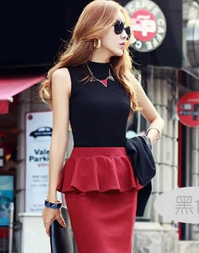 women fashion sleeveless cotton turtleneck solid tops tees