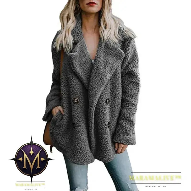 Women Faux Fur Coat Warm Autumn Winter Teddy Female Casual Coat Oversized Soft Fluffy Fleece Jackets Overcoat
