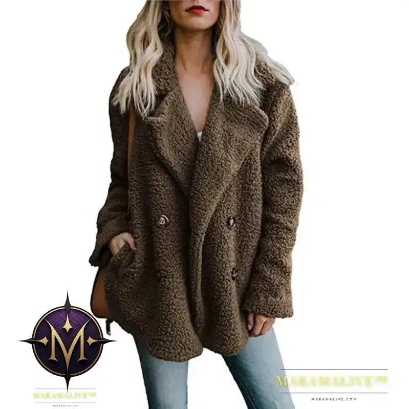 Women Faux Fur Coat Warm Autumn Winter Teddy Female Casual Coat Oversized Soft Fluffy Fleece Jackets Overcoat