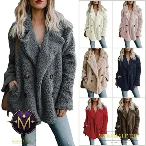 Women Faux Fur Coat Warm Autumn Winter Teddy Female Casual Coat Oversized Soft Fluffy Fleece Jackets Overcoat