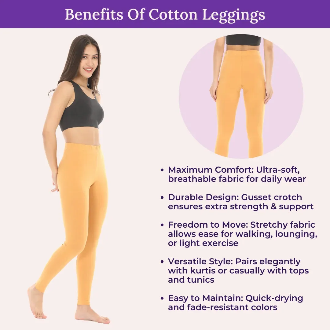 Women's Leggings | High Waist | Ankle Length | Cotton-Elastane Blend | Non-See-Through | Gusset Crotch Prevents Ripping