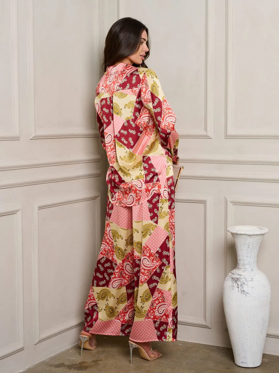 WOMEN'S LONG SLEEVE TOP & PANTS MULTI PRINT SET