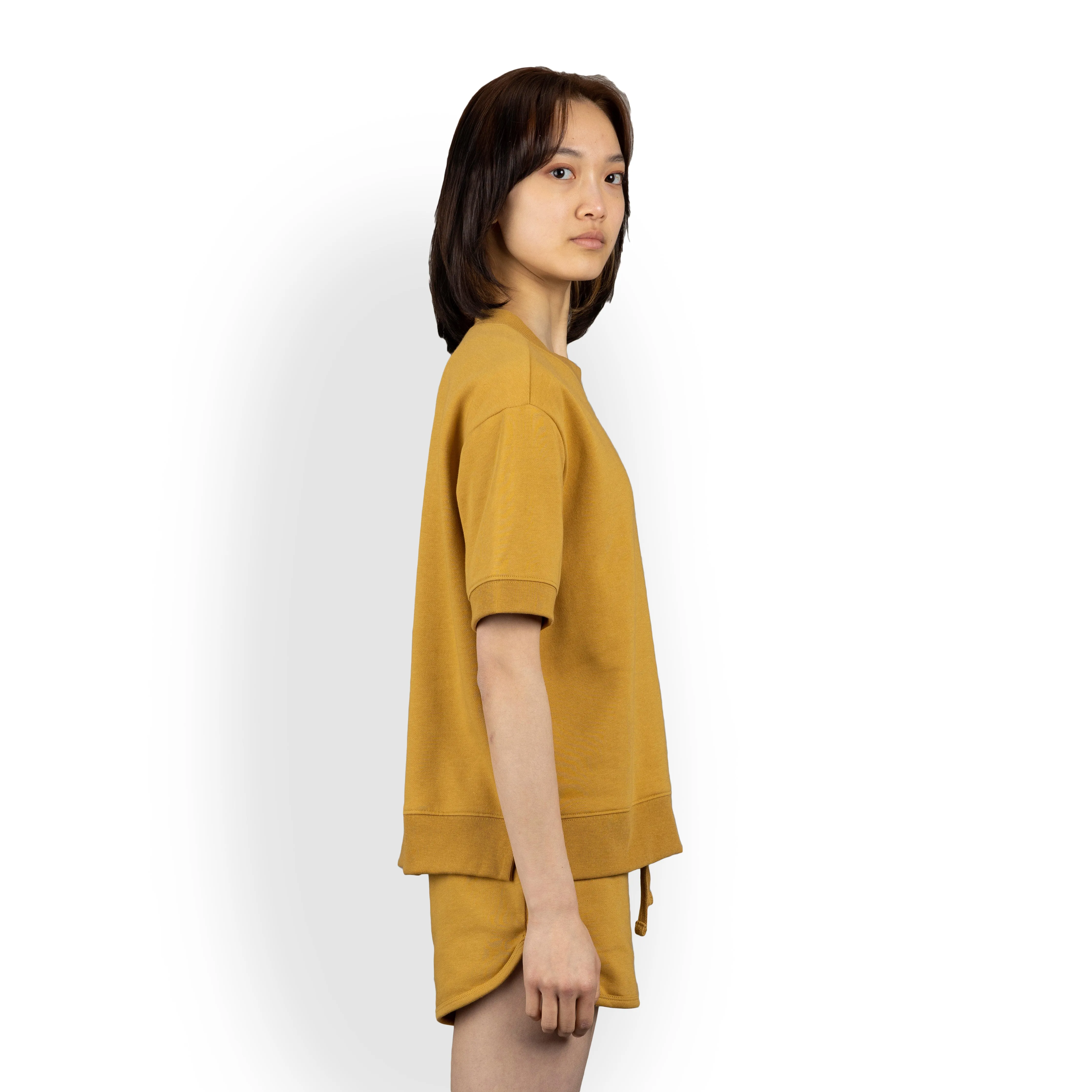 Womens Oversized Fleece Tee Shirt - Honey Mustard