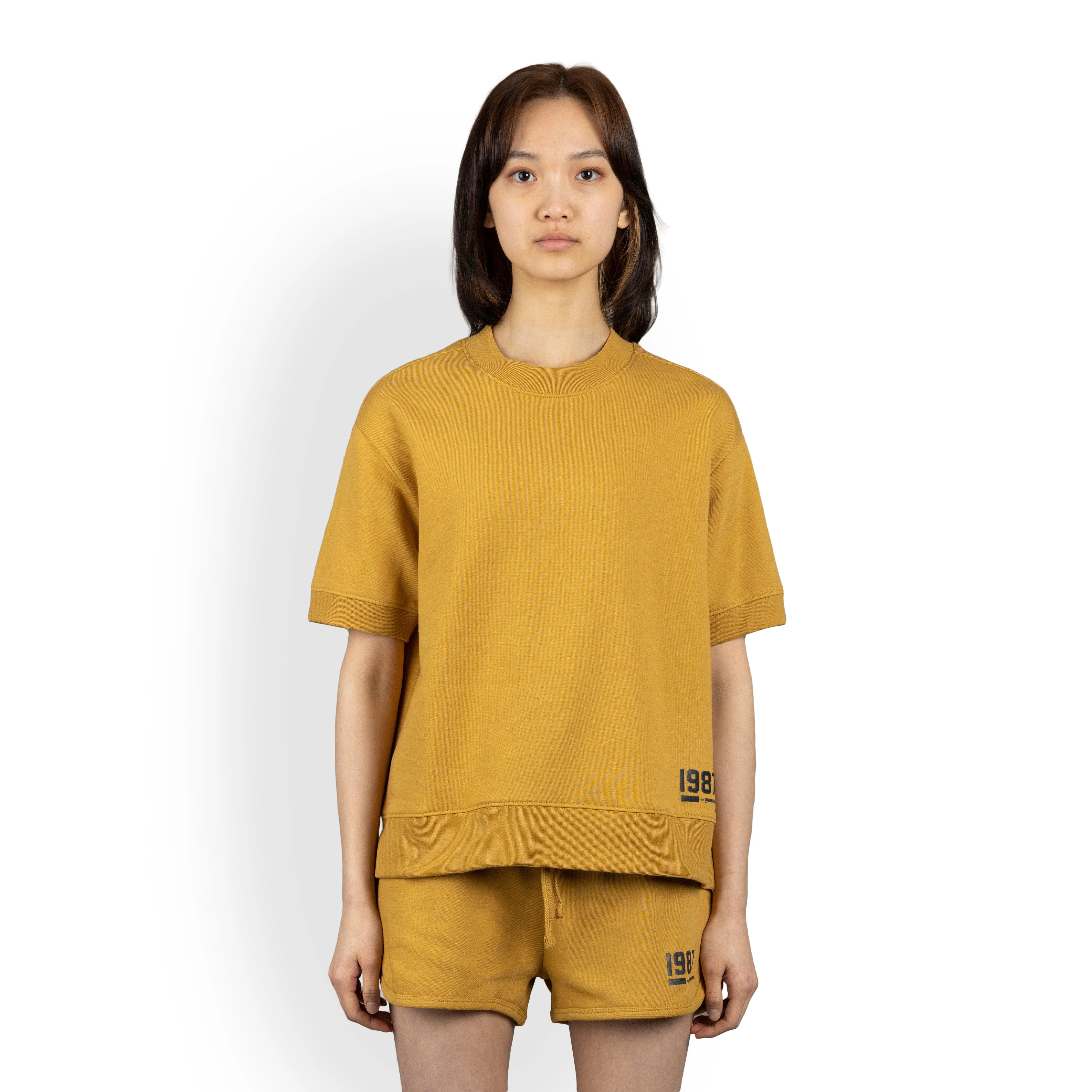 Womens Oversized Fleece Tee Shirt - Honey Mustard