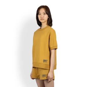 Womens Oversized Fleece Tee Shirt - Honey Mustard