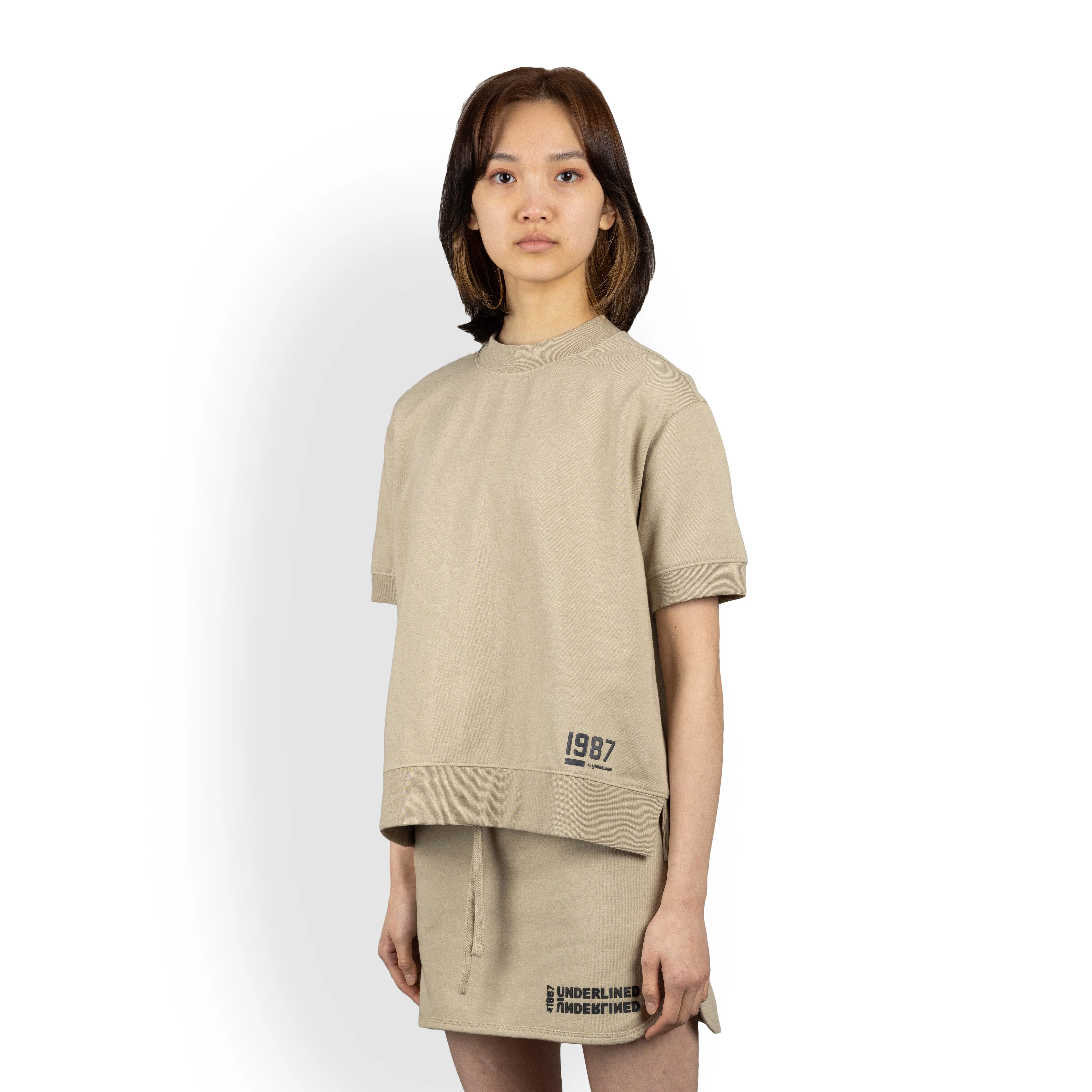 Womens Oversized Fleece Tee Shirt - Oatmeal