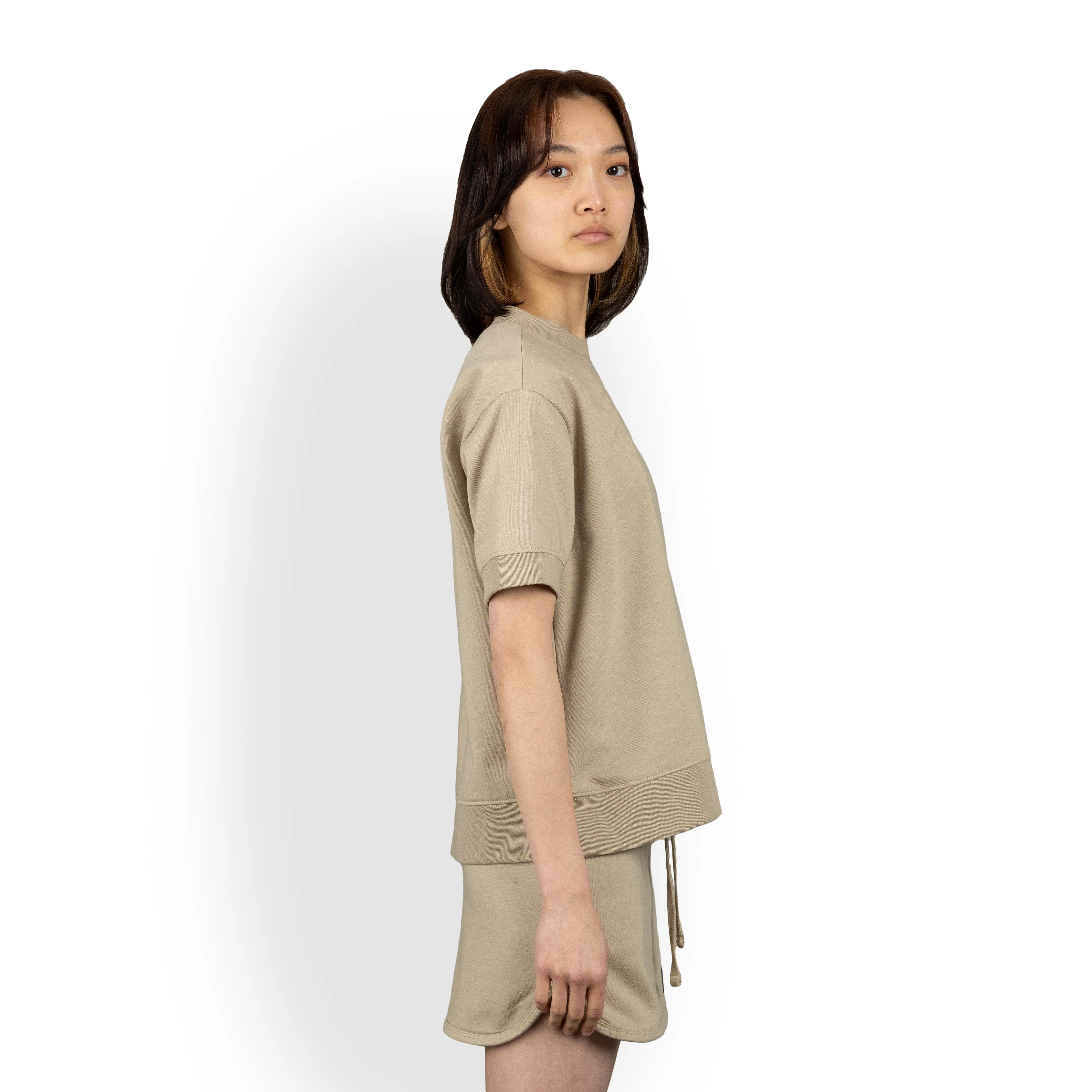 Womens Oversized Fleece Tee Shirt - Oatmeal