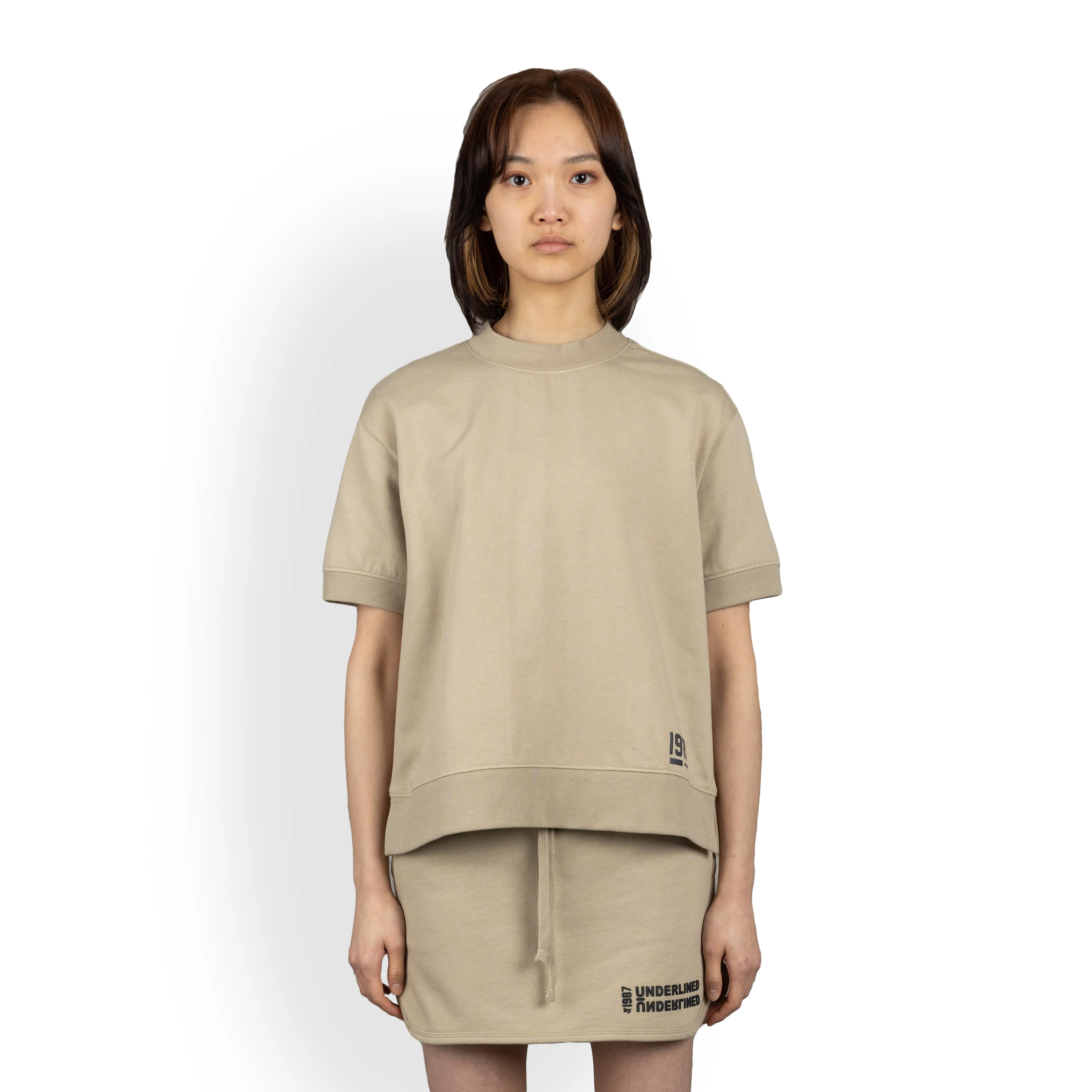 Womens Oversized Fleece Tee Shirt - Oatmeal