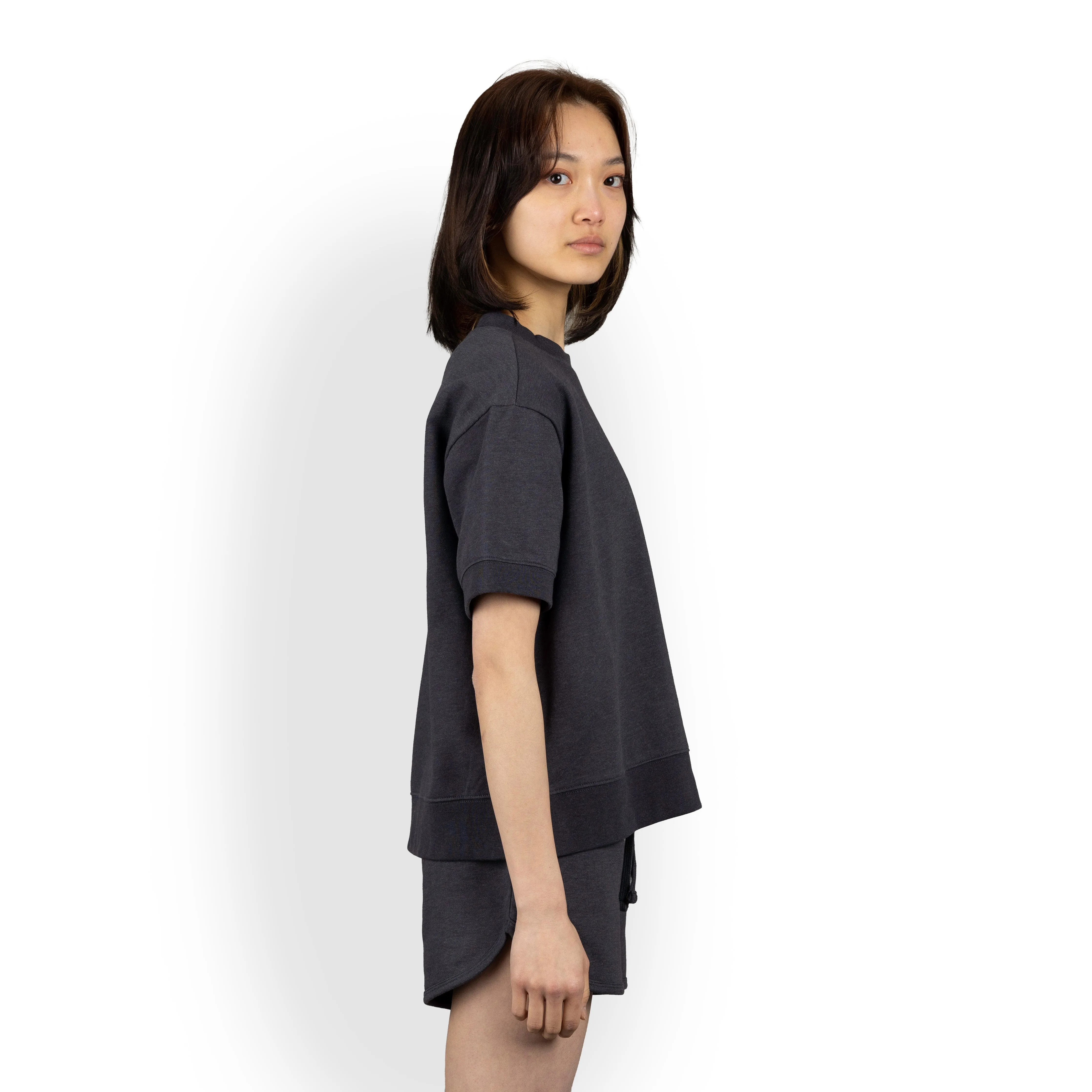 Womens Oversized Fleece Tee Shirt - Woodland Grey