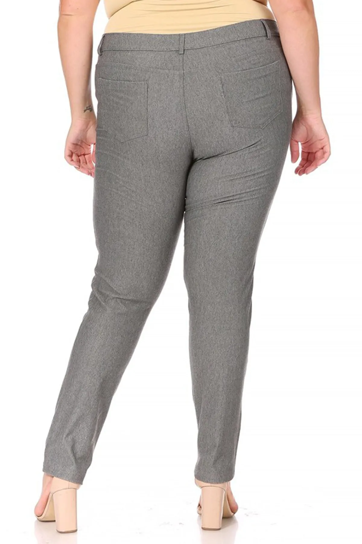 Women's Plus Size Casual Comfy Slim Pocket Jeggings Jeans Pants with Button