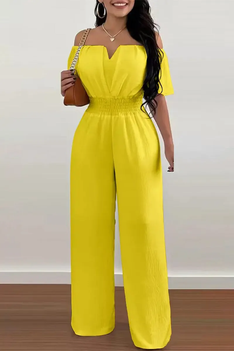 Women's short sleeve off-shoulder regular jumpsuit