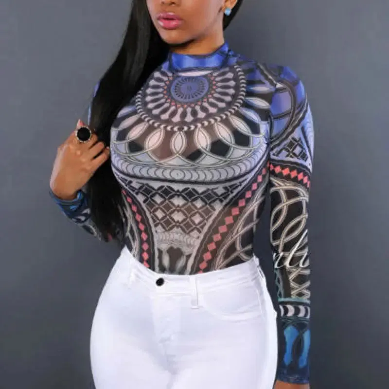 Women's Totem Print Long Sleeve Bodysuit