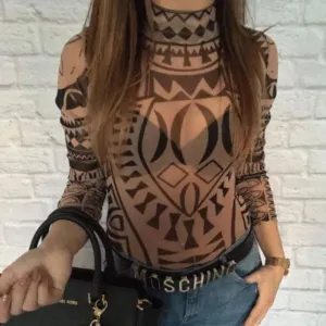 Women's Totem Print Long Sleeve Bodysuit