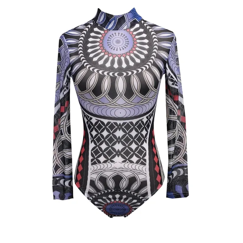 Women's Totem Print Long Sleeve Bodysuit