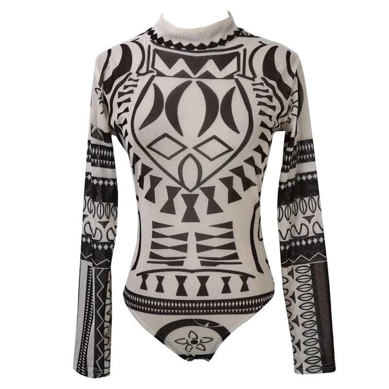 Women's Totem Print Long Sleeve Bodysuit