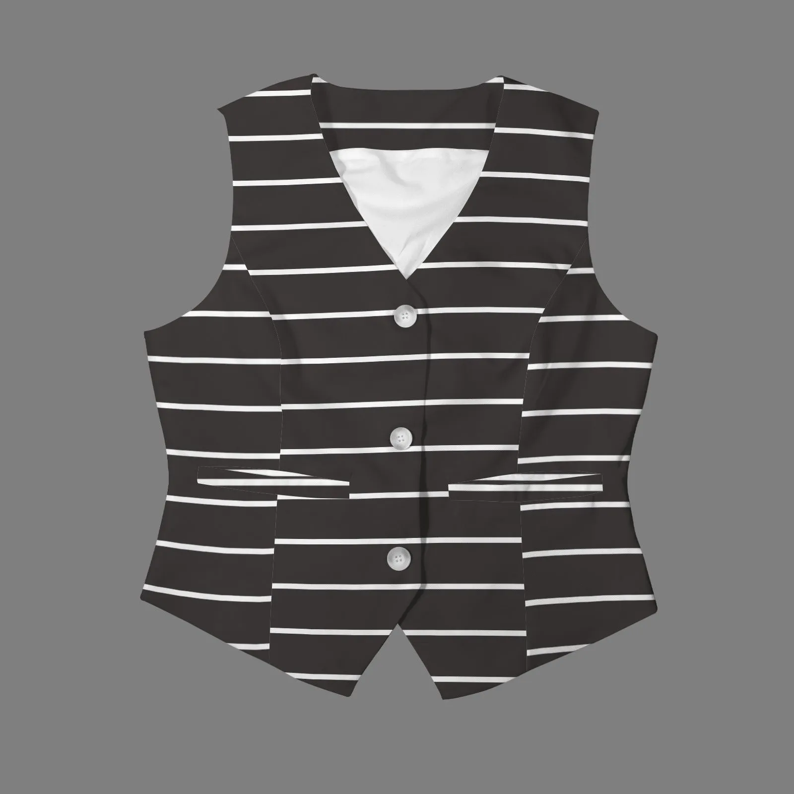 Women's V-Neck Sleeveless Button Pocket Vest