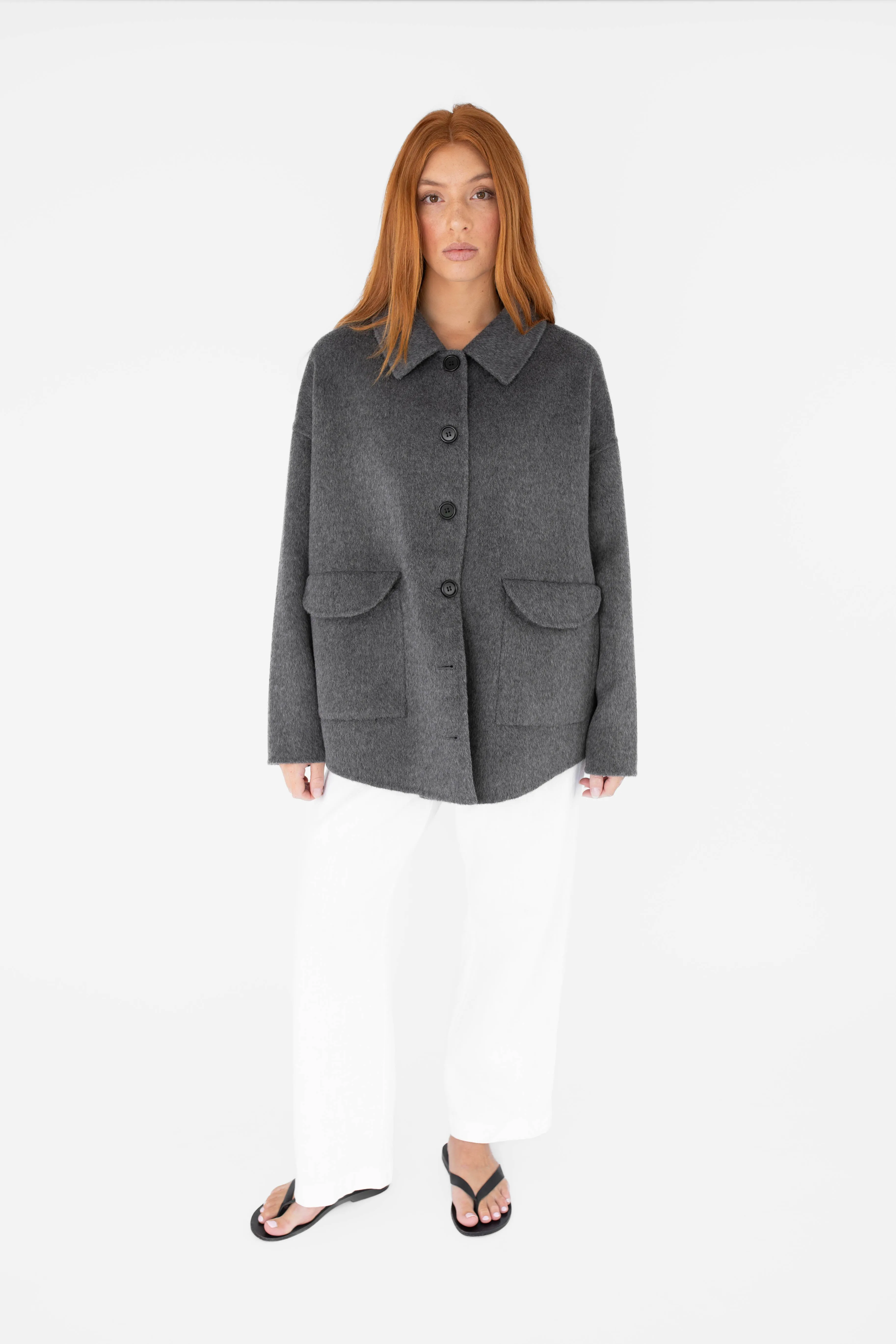 Wool shacket - Dark grey