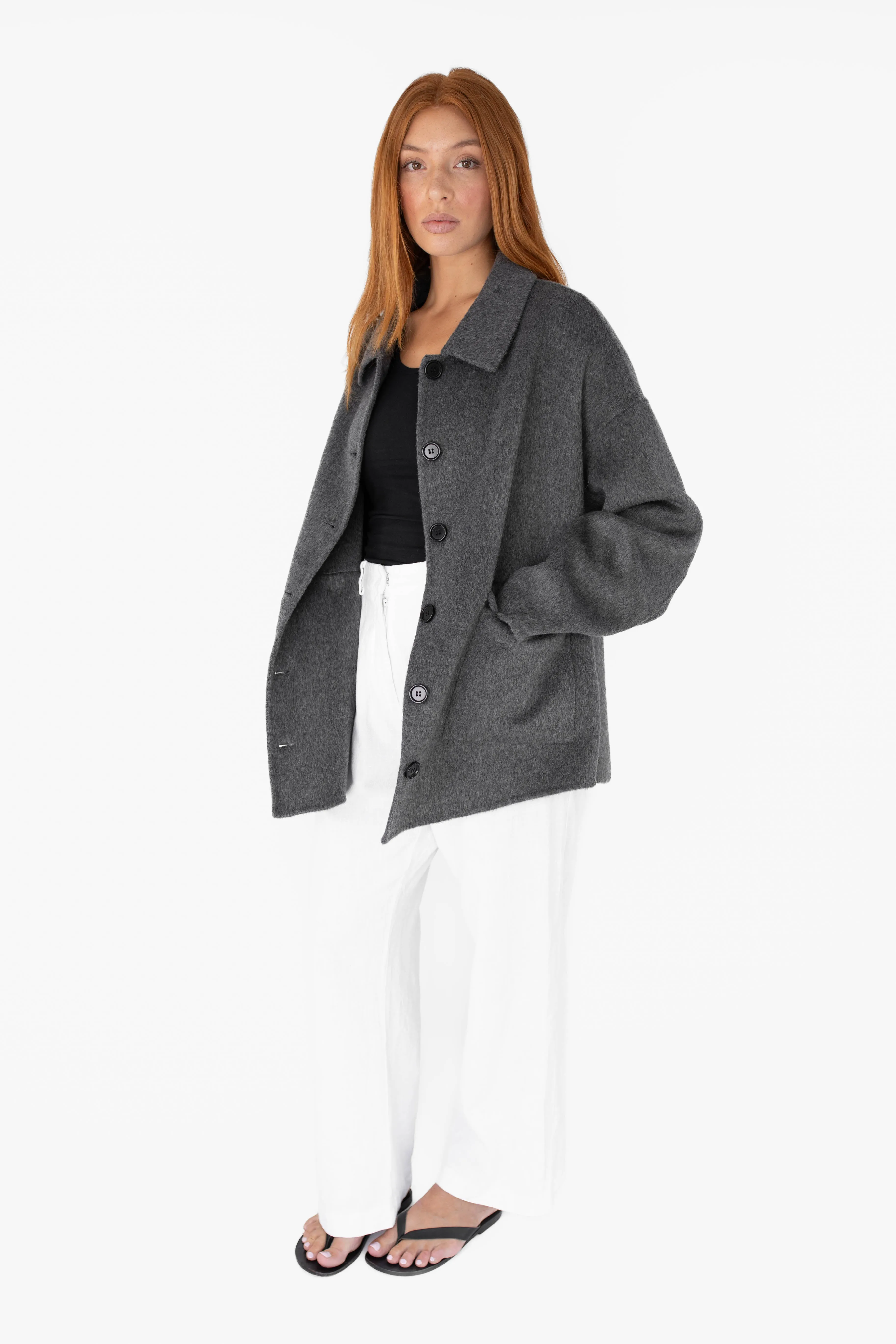 Wool shacket - Dark grey
