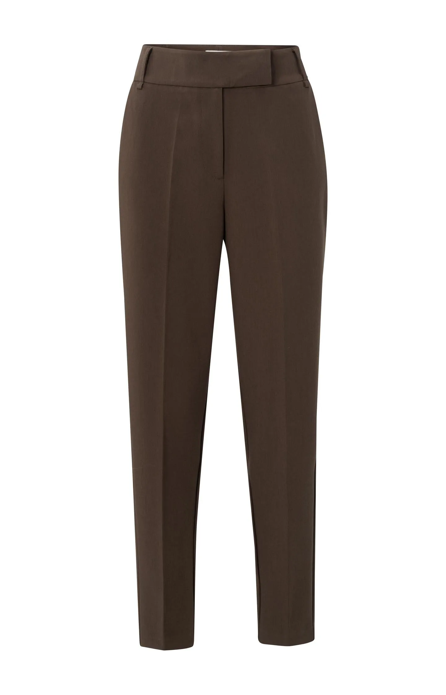 Woven trousers with high waist and straight legs