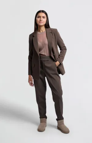 Woven trousers with high waist and straight legs