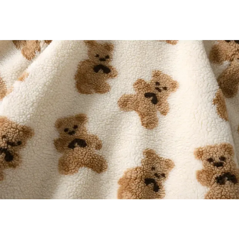 Y2K Teddy Bear Fuzzy Hoodie for Retro Fashion Lovers