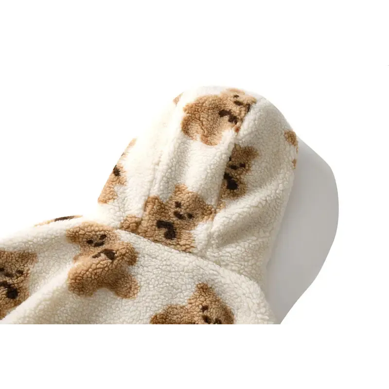 Y2K Teddy Bear Fuzzy Hoodie for Retro Fashion Lovers