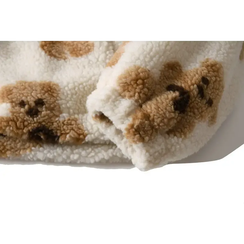 Y2K Teddy Bear Fuzzy Hoodie for Retro Fashion Lovers