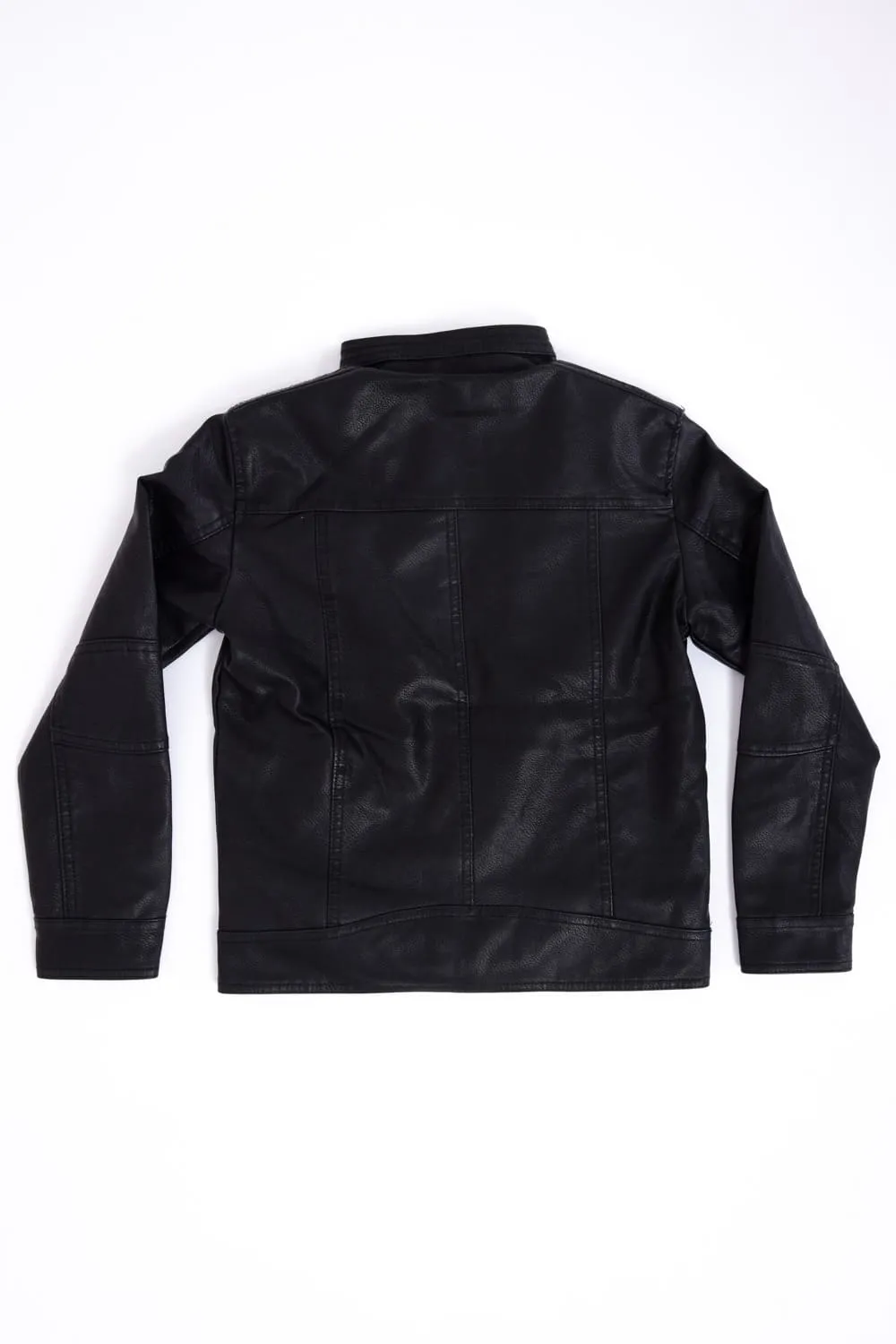Youth Moto Faux Leather Jacket for Boys in Black | BXLJ58003-BLACK