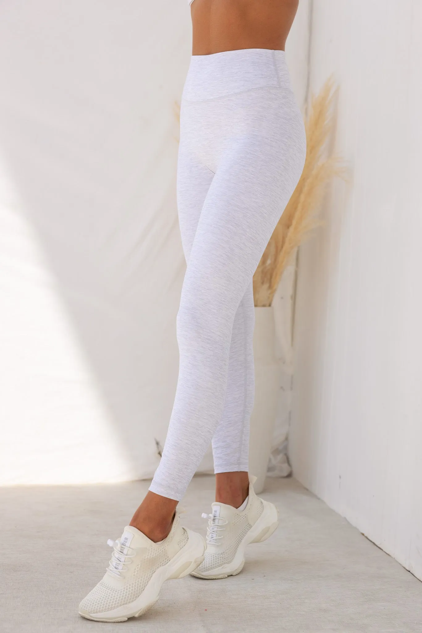 Zero Rise Everyday Ankle Length Leggings - White Grey Marl
